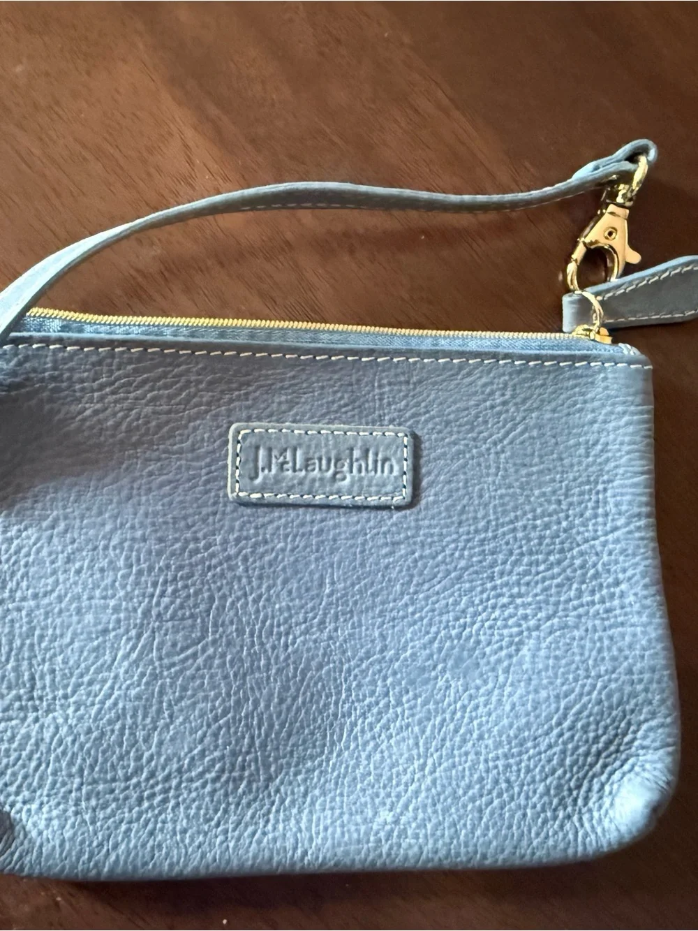J. McLaughlin Blue Pebbled Leather Wristlet
